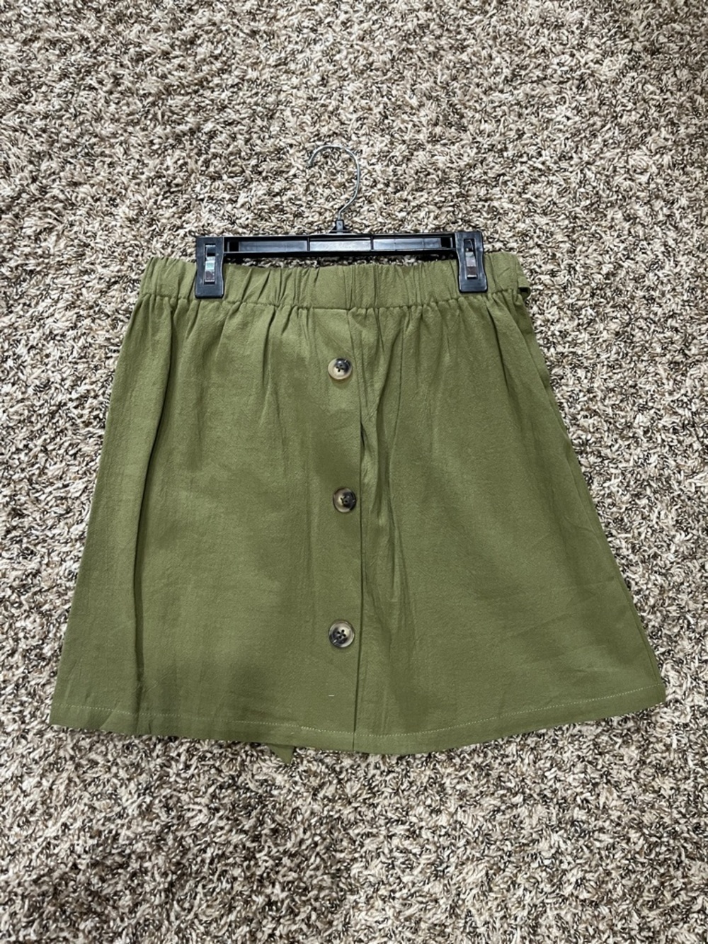 SHEIN Olive Green Button-Front A-Line Skirt